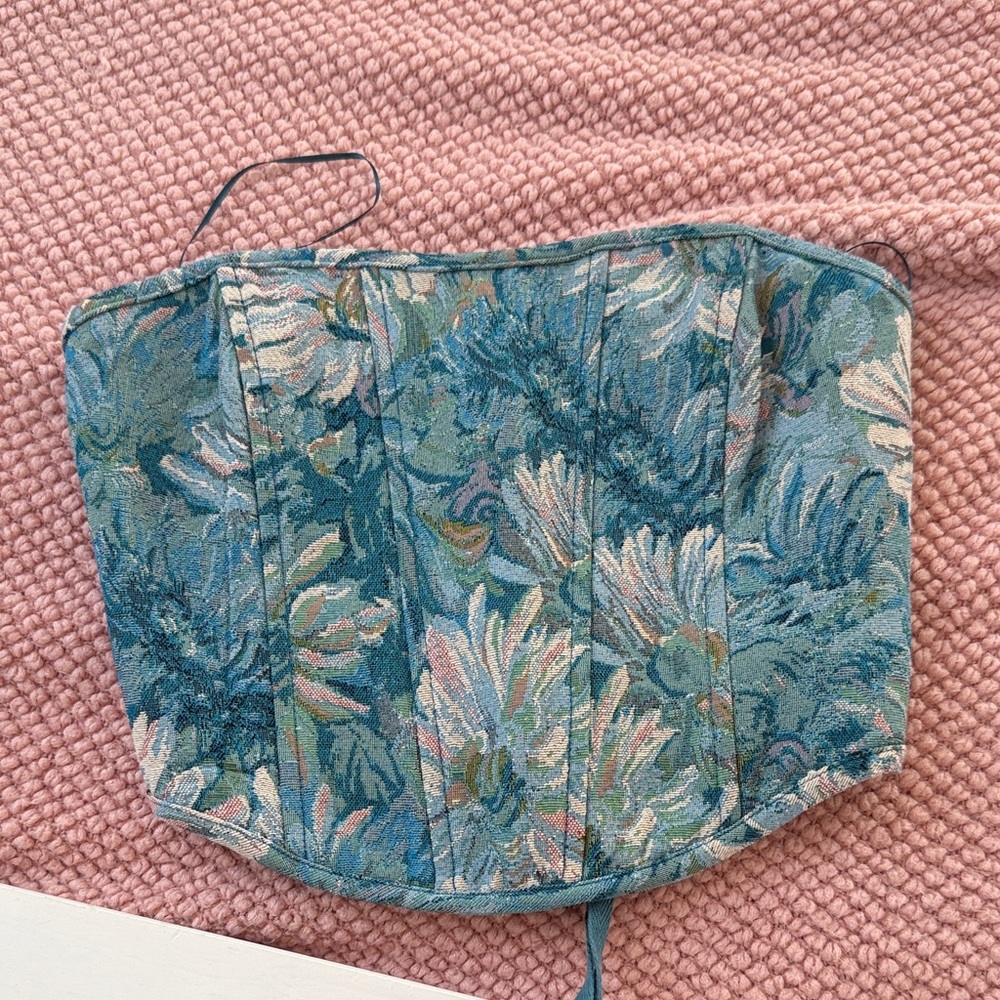 Windsor Floral Corset Top - Blue and Green